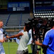THE TIME IS NOW: Bidvest Wits coach Gavin Hunt during an interview with local broadcasters ahead of the team’s first leg CAF Confederations Cup clash with the Royal Leopards. Photo: Nqobile Dludla